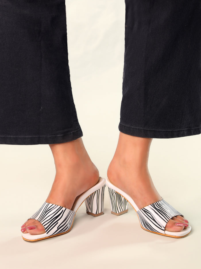 Marie White Block Heels