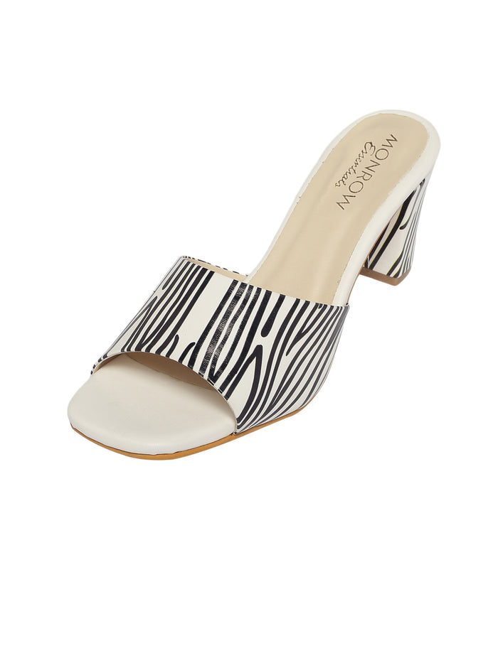 Marie White Block Heels