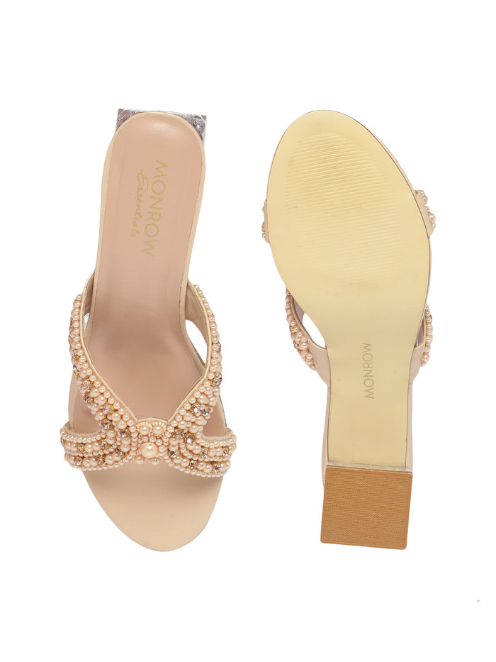 Milla Beige Block Heels