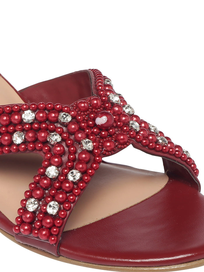 Milla Maroon Block Heels