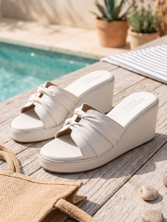 Olira White Wedge Heels