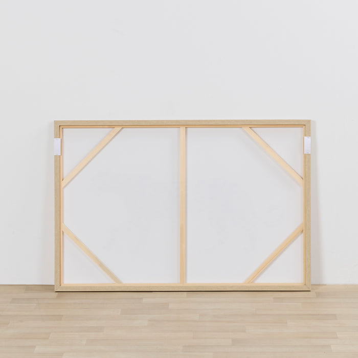 On The Prowl Framed Artwork rear view showing light timber frame, canvas backing and stretcher supports
