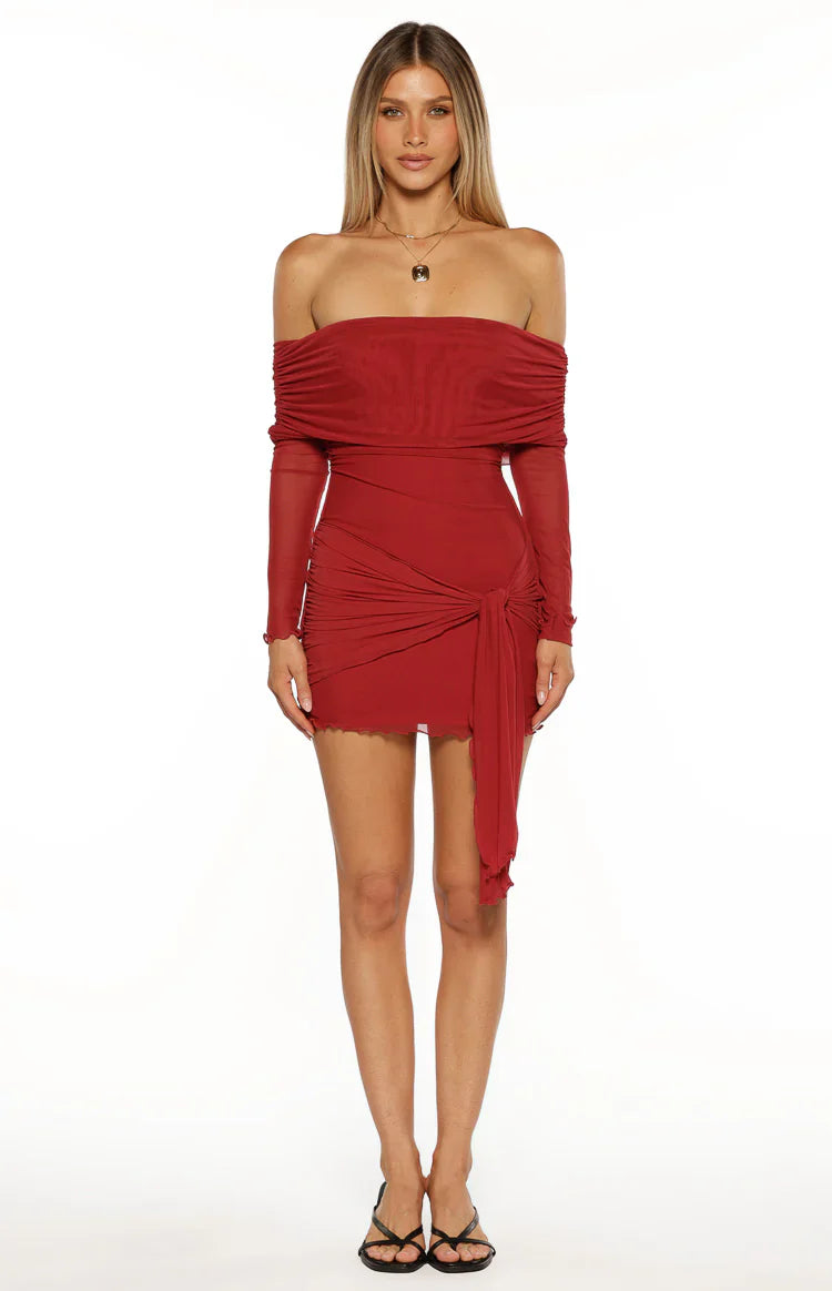 Paige Red Off The Shoulder Mini Dress