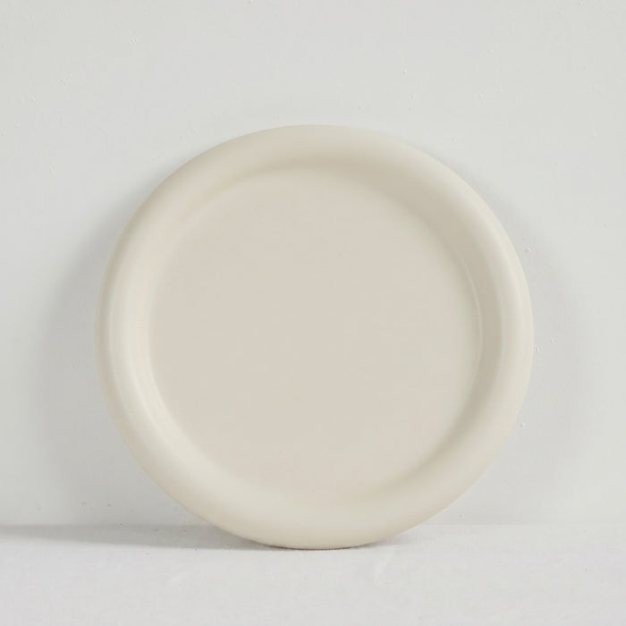 Pebble Medium Tray - Bone, round bone-coloured tray with a softly raised rim and organic form