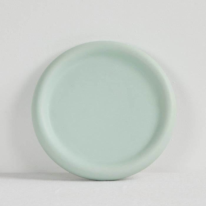 Pebble Medium Tray - Sage, round sage green tray with a softly raised rim and smooth matte finish