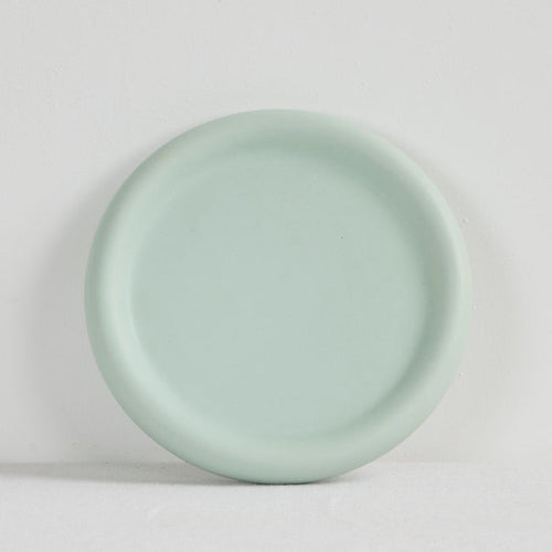 Pebble Medium Tray - Sage, round sage green tray with a softly raised rim and smooth matte finish