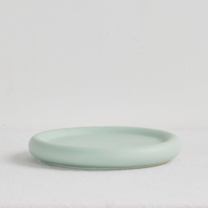 Pebble Medium Tray - Sage, low rounded sage tray with a smooth matte finish and softly raised rim