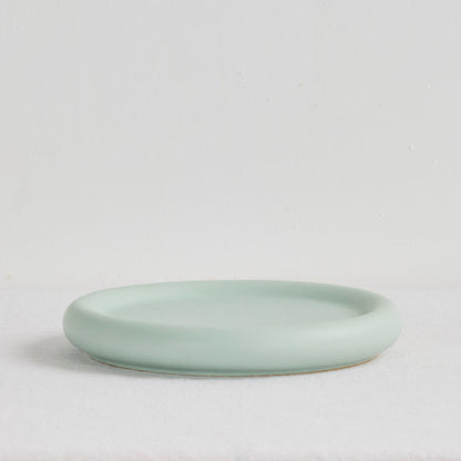 Pebble Medium Tray - Sage, low rounded sage tray with a smooth matte finish and softly raised rim