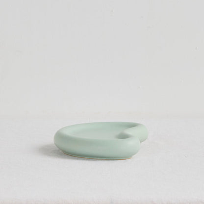 Pebble Small Tray - Sage, sculptural sage green food-safe tray with a smooth matte finish and organic curved form