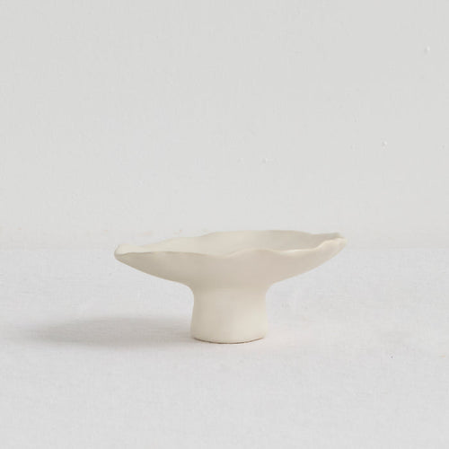 Petal Incense Holder - Bone, sculptural bone home decor incense holder with an organic petal-shaped dish and footed base