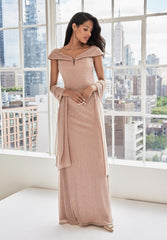 MGNY Madeline Gardner New York 73104 A Line Long Metallic Formal Dress