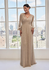 MGNY Madeline Gardner New York 73111 Long Sleeve Metallic Formal Dress