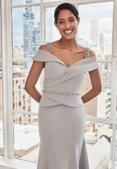 MGNY Madeline Gardner New York 73112 Long Formal Peplum Beaded Dress
