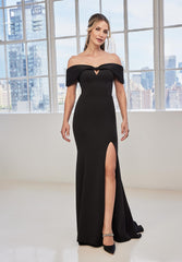 MGNY Madeline Gardner New York 73129 Long Formal Fitted Slit Evening Dress