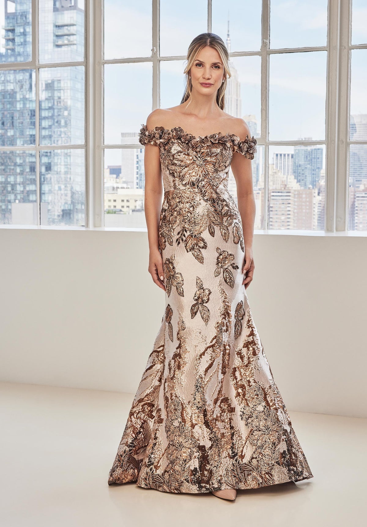 MGNY Madeline Gardner New York 73130 Long Mermaid Metallic Formal Dress