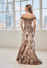 MGNY Madeline Gardner New York 73130 Long Mermaid Metallic Formal Dress