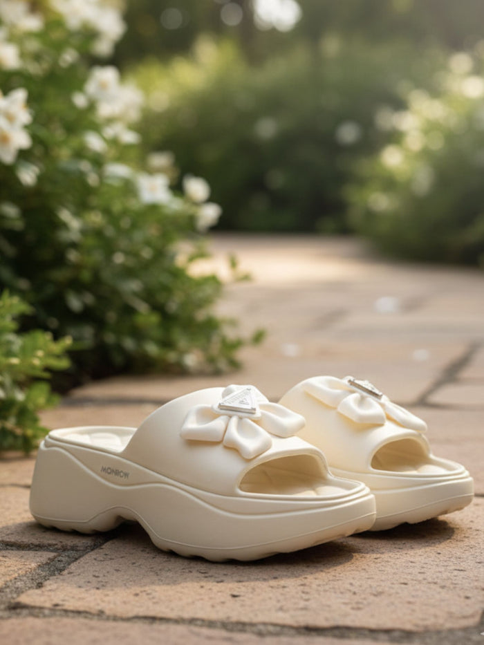 Ruby White Slip-On Sliders