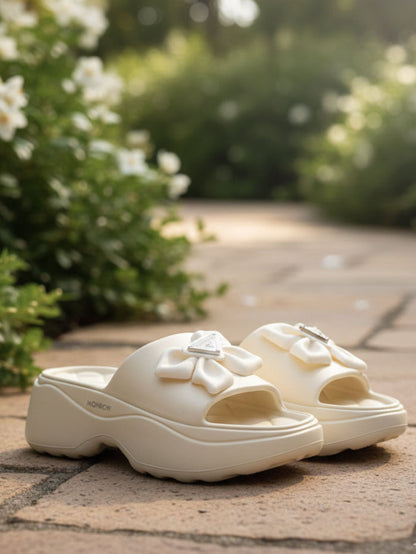 Ruby White Slip-On Sliders