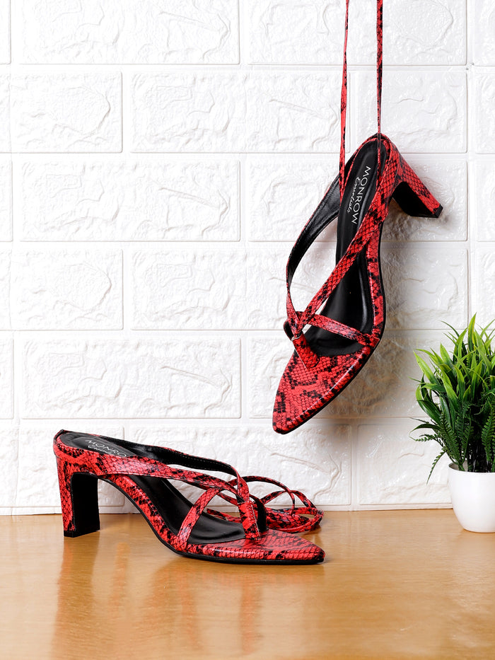 Ryuu Red Block Heels