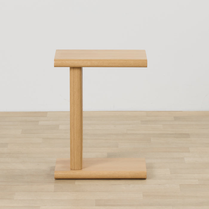Samson End Table - Oak compact oak side table with architectural C-shaped silhouette and rounded rectangular surfaces