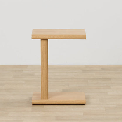 Samson End Table - Oak compact oak side table with architectural C-shaped silhouette and rounded rectangular surfaces