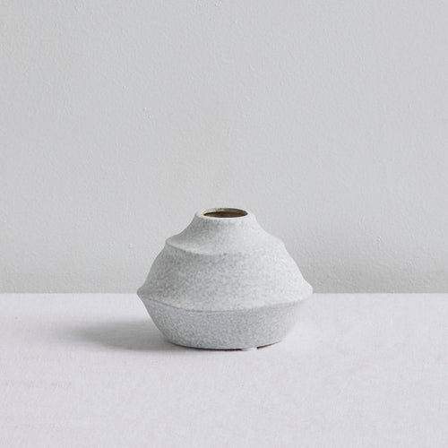 Sculptural Mini Ornament - Cement, handcrafted stoneware home decor ornament with a textured tiered rounded form