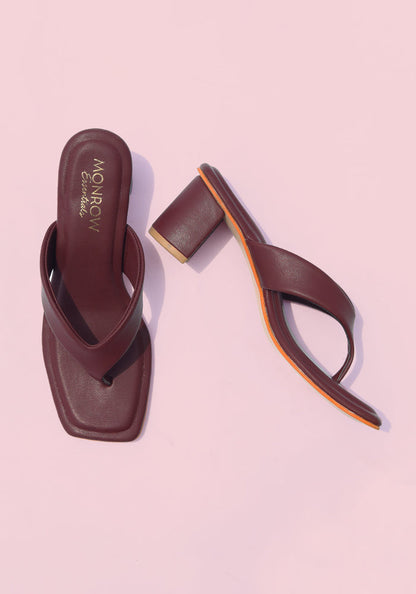 Serena Maroon Block Heels