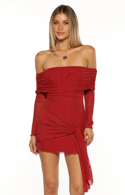 Paige Red Off The Shoulder Mini Dress