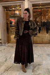 Tierra Brown Lace Long Sleeve Maxi Dress