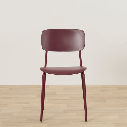 Vincent Dining Chair - Wine, sleek wine-coloured plastic dining chair with a curved backrest and slender legs.
