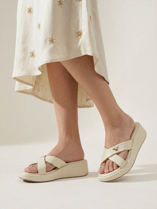 Viora Cream Wedge Heels