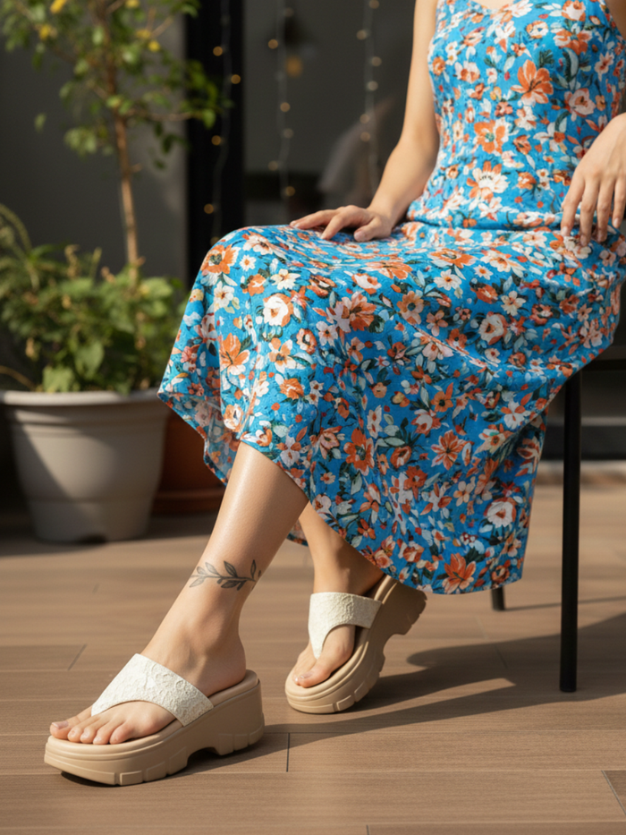 Vulan Cream Indira Wedge Heels