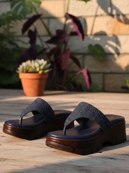 Vulan Navy Blue Indira Wedge Heels