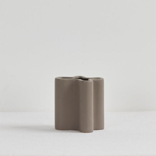 Wave Medium Vase - Charcoal, sculptural charcoal vase with flowing curved contours and a matte finish