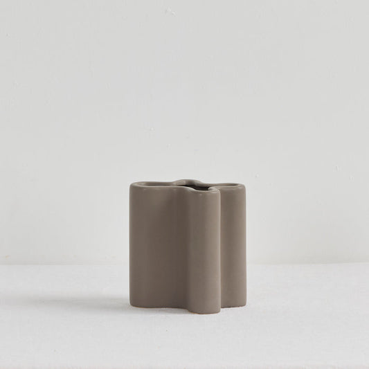 Wave Medium Vase - Charcoal, sculptural charcoal vase with flowing curved contours and a matte finish