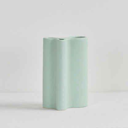 Wave Tall Vase - Sage, tall sage green ceramic vase with a softly curved flowing silhouette and wavy rim