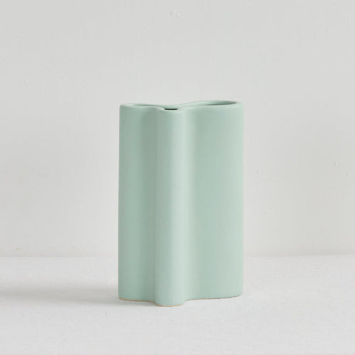 Wave Tall Vase - Sage, tall sage green ceramic vase with a softly curved flowing silhouette and wavy rim
