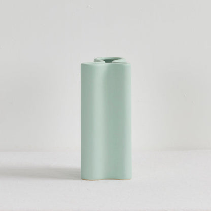 Wave Tall Vase - Sage, tall softly curved sage green ceramic vase with a flowing sculptural silhouette
