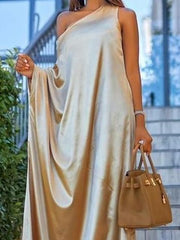Solid One Shoulder Dress