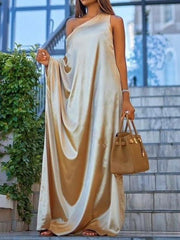 Solid One Shoulder Dress
