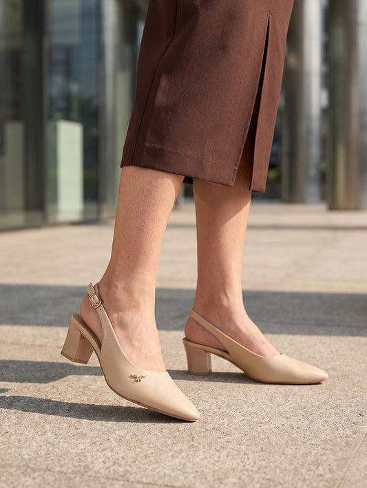 Zella Beige Block Heels