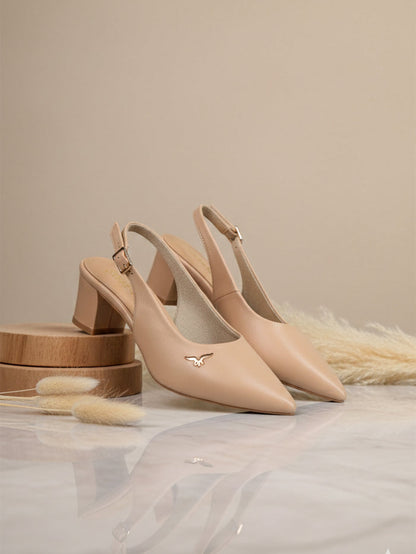 Zella Beige Block Heels