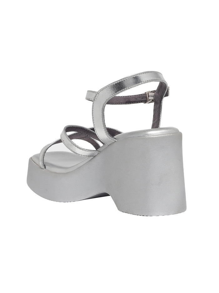 Zina Silver Wedge Heels