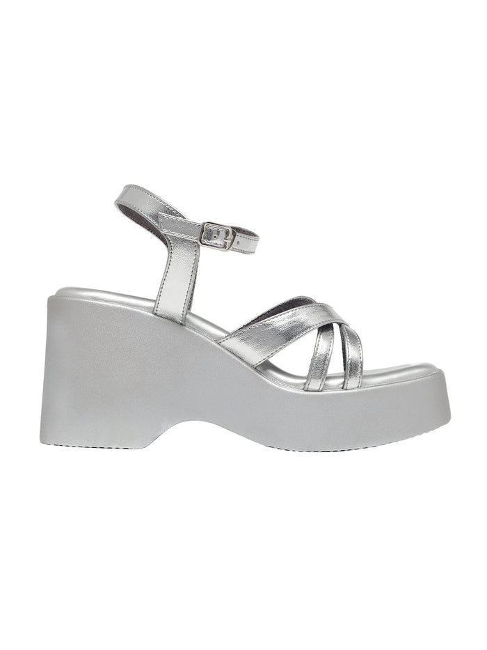 Zina Silver Wedge Heels
