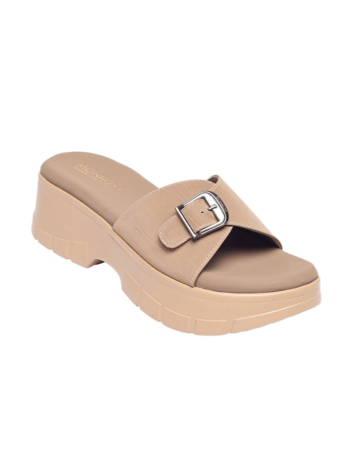 Ziva Dark Beige Wedge Heels