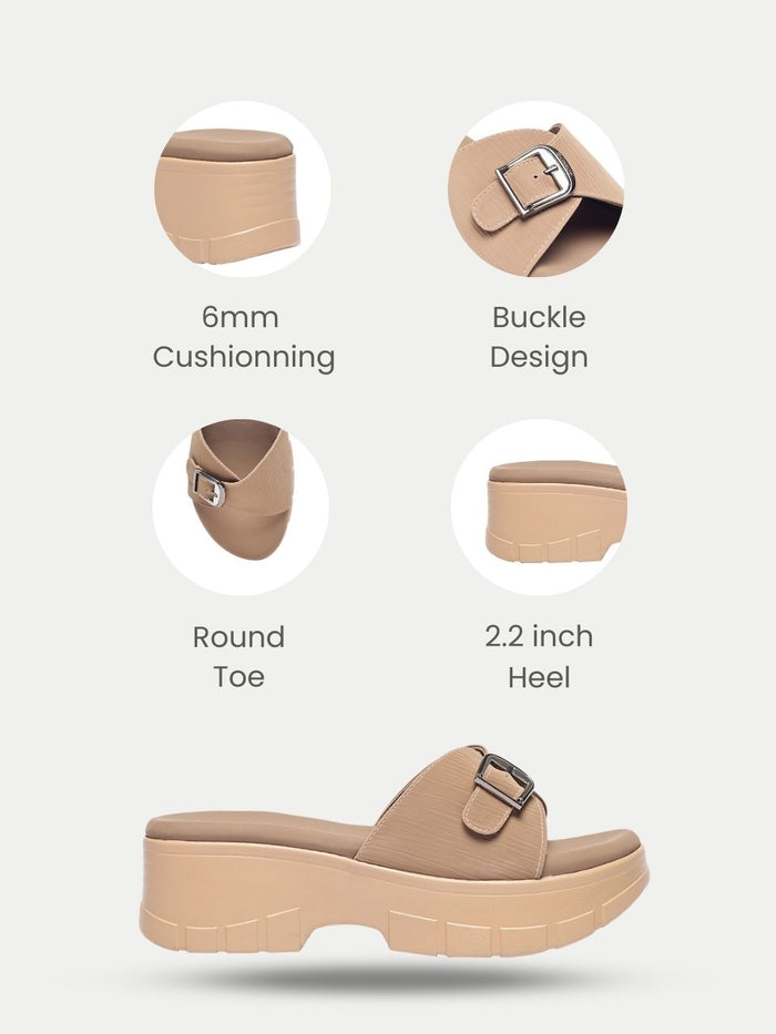 Ziva Dark Beige Wedge Heels
