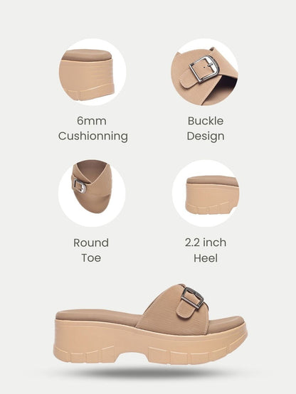 Ziva Dark Beige Wedge Heels