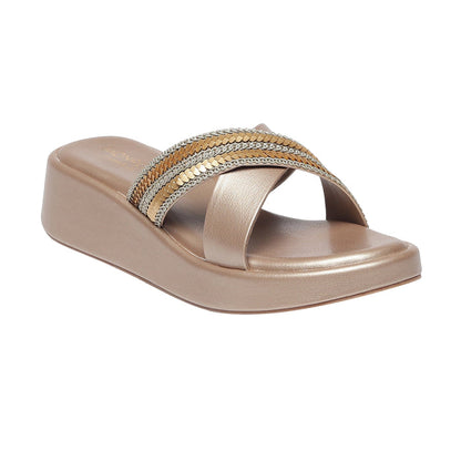 Zyra Gold Wedge Heels